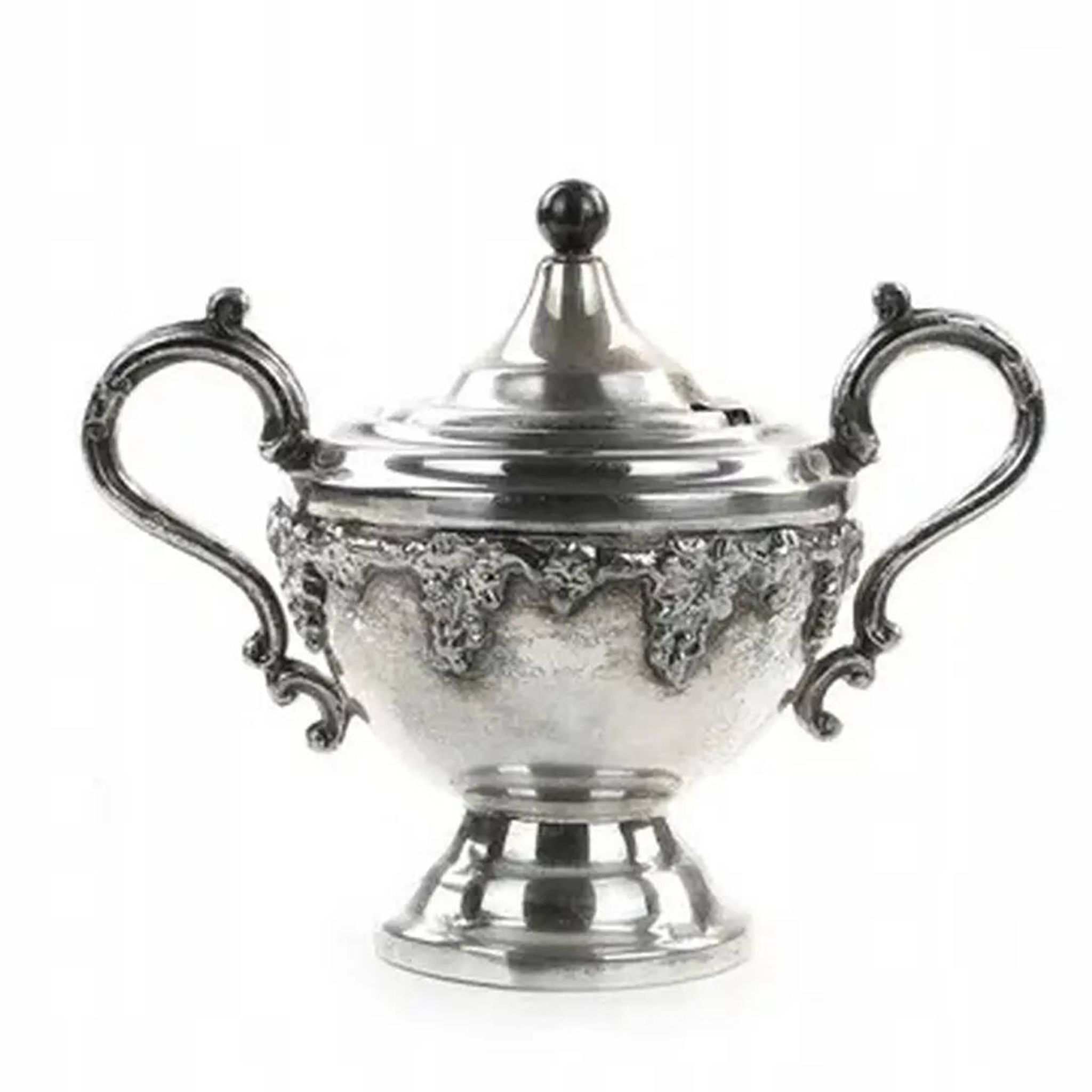 Art Nouveau sugar bowl, silver-plated brass, Germany, early 20th century