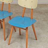 Set of 4 wooden chairs TON Bystrice Thonet blue