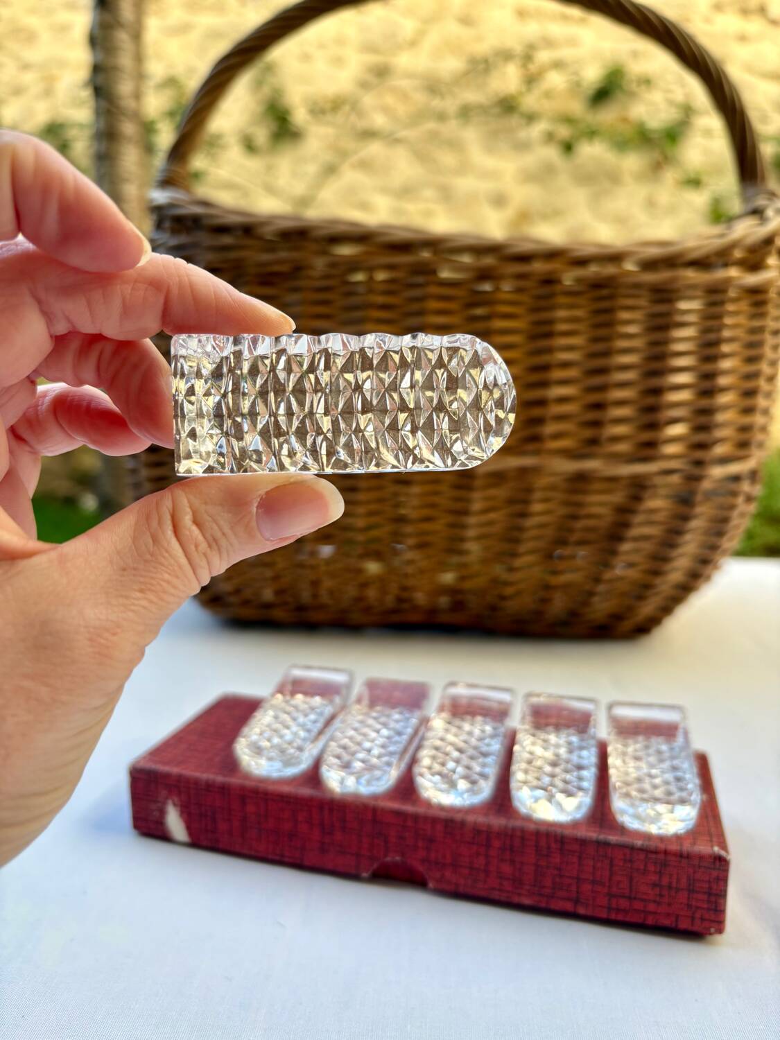 6 reposes couverts en cristal ciselé