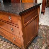 Chest of drawers flat columns cherry blond marble top period Restoration