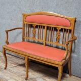 Art Nouveau period bench in light wood and marquetry circa 1900