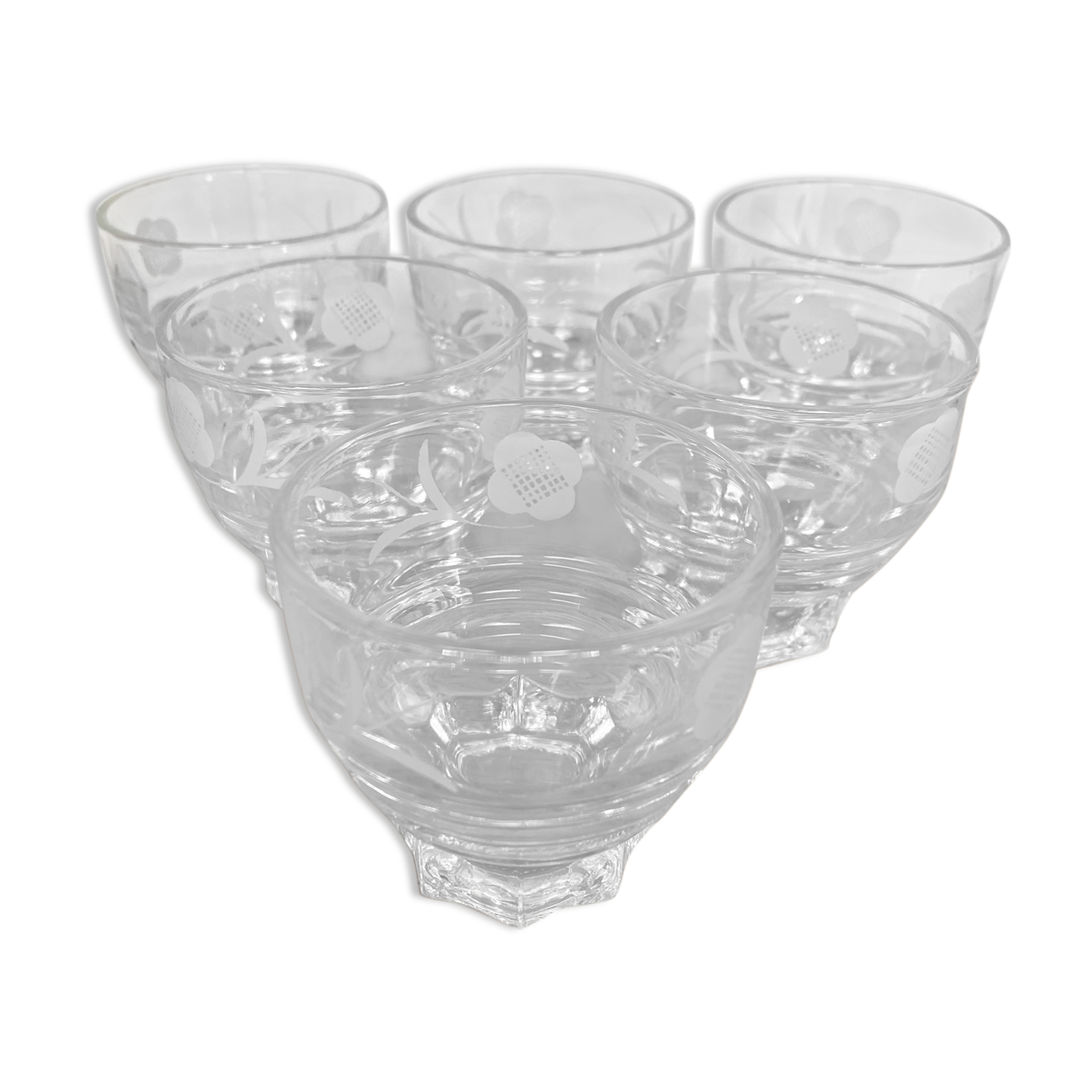 6 silkscreened vintage glasses