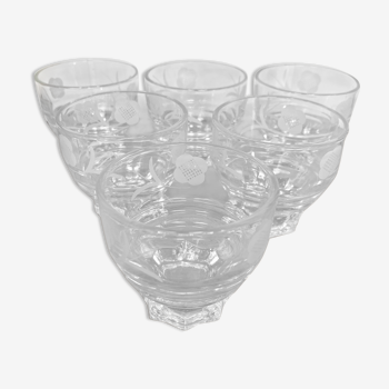 6 verres vintage sérigraphiés