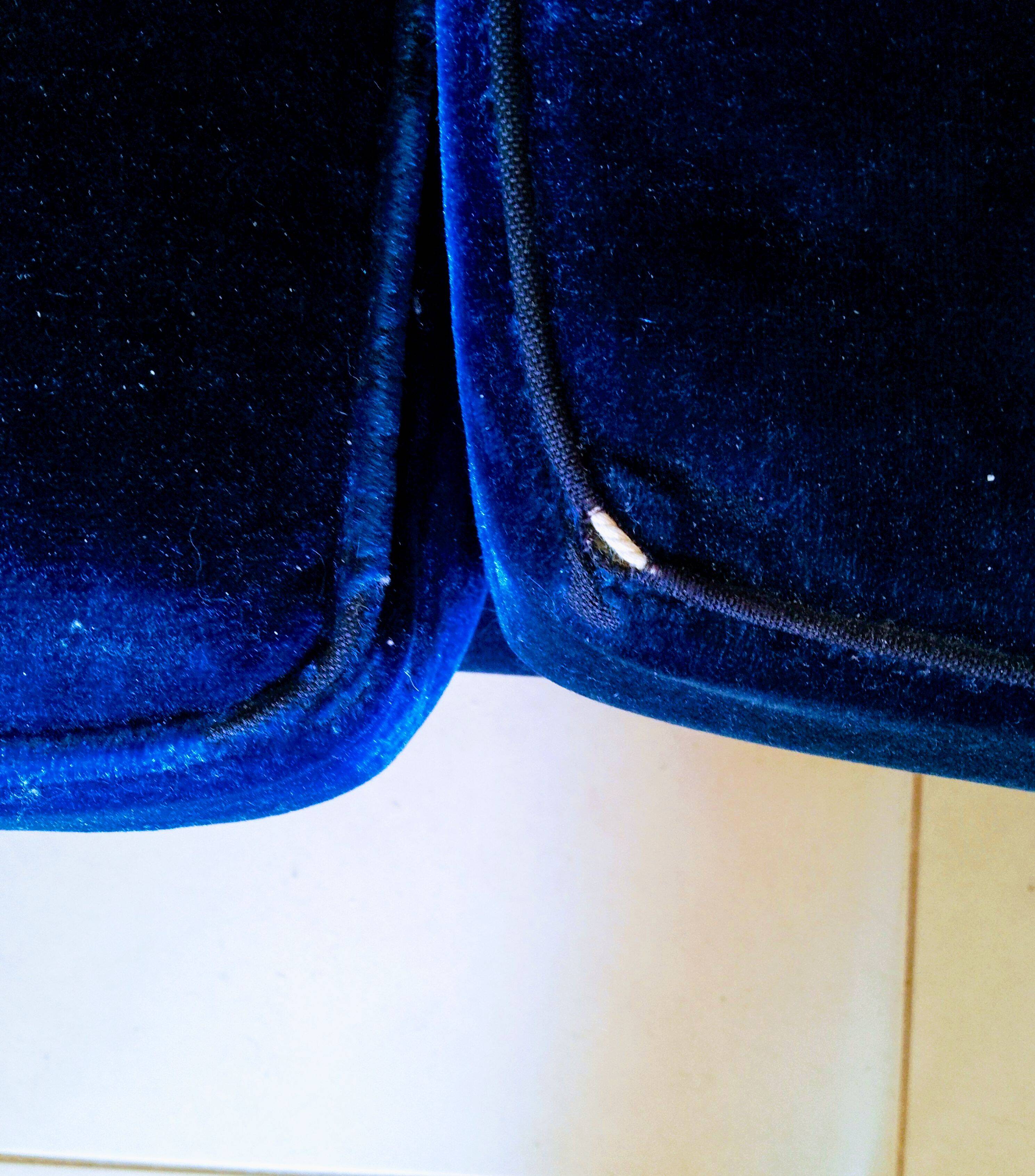 3 seater blue velvet sofa