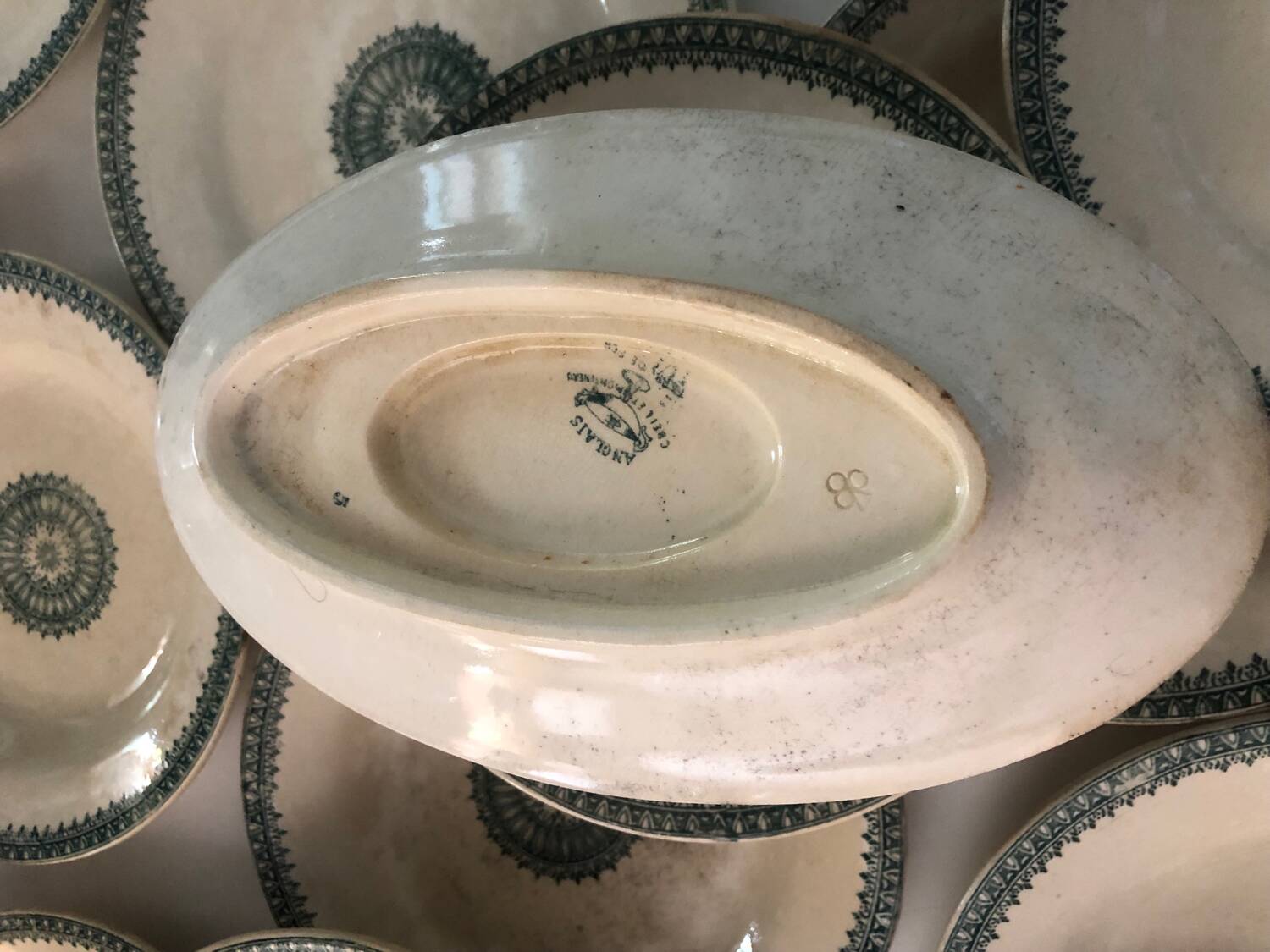 Creil and Montereau ironstone service 22 sauceboat plates