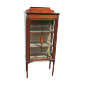 Vitrine en acajou à une porte avec incrustation porcelaine