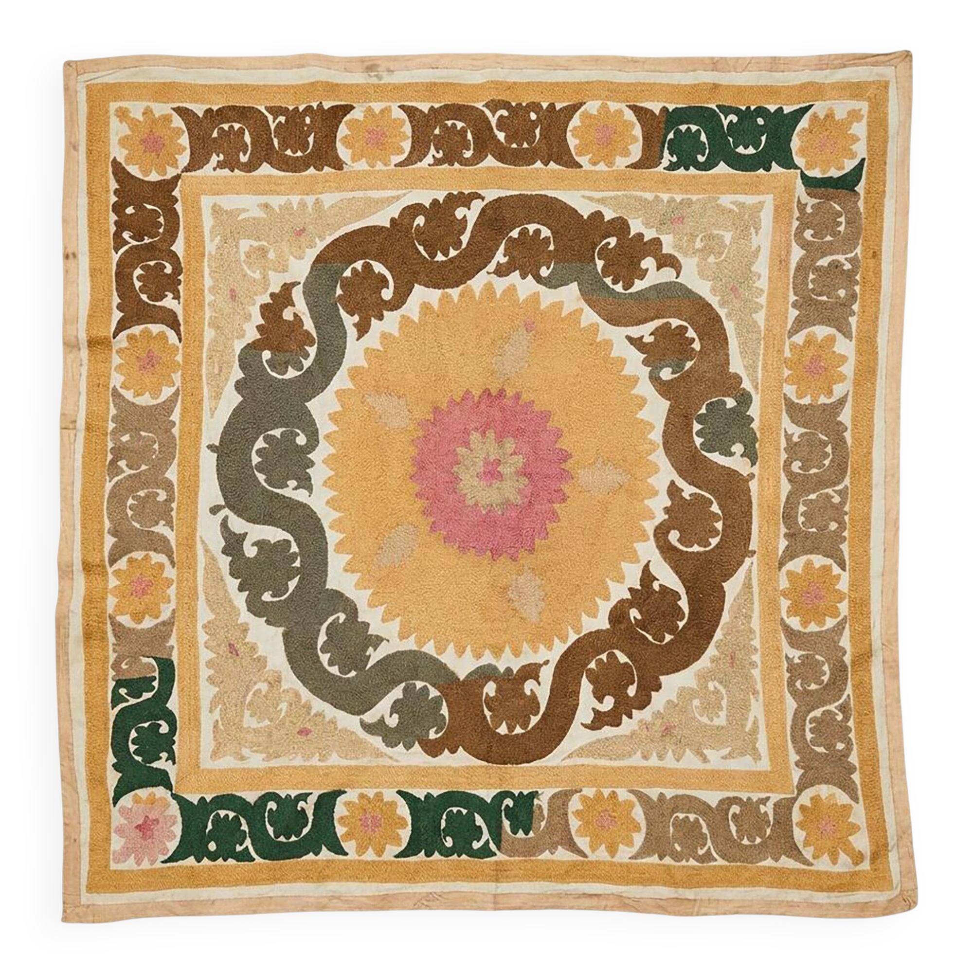 Vintage hand-embroidered tablecloth 128x131 cm