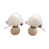 Lampe champignon en pate de verre marbré blanc