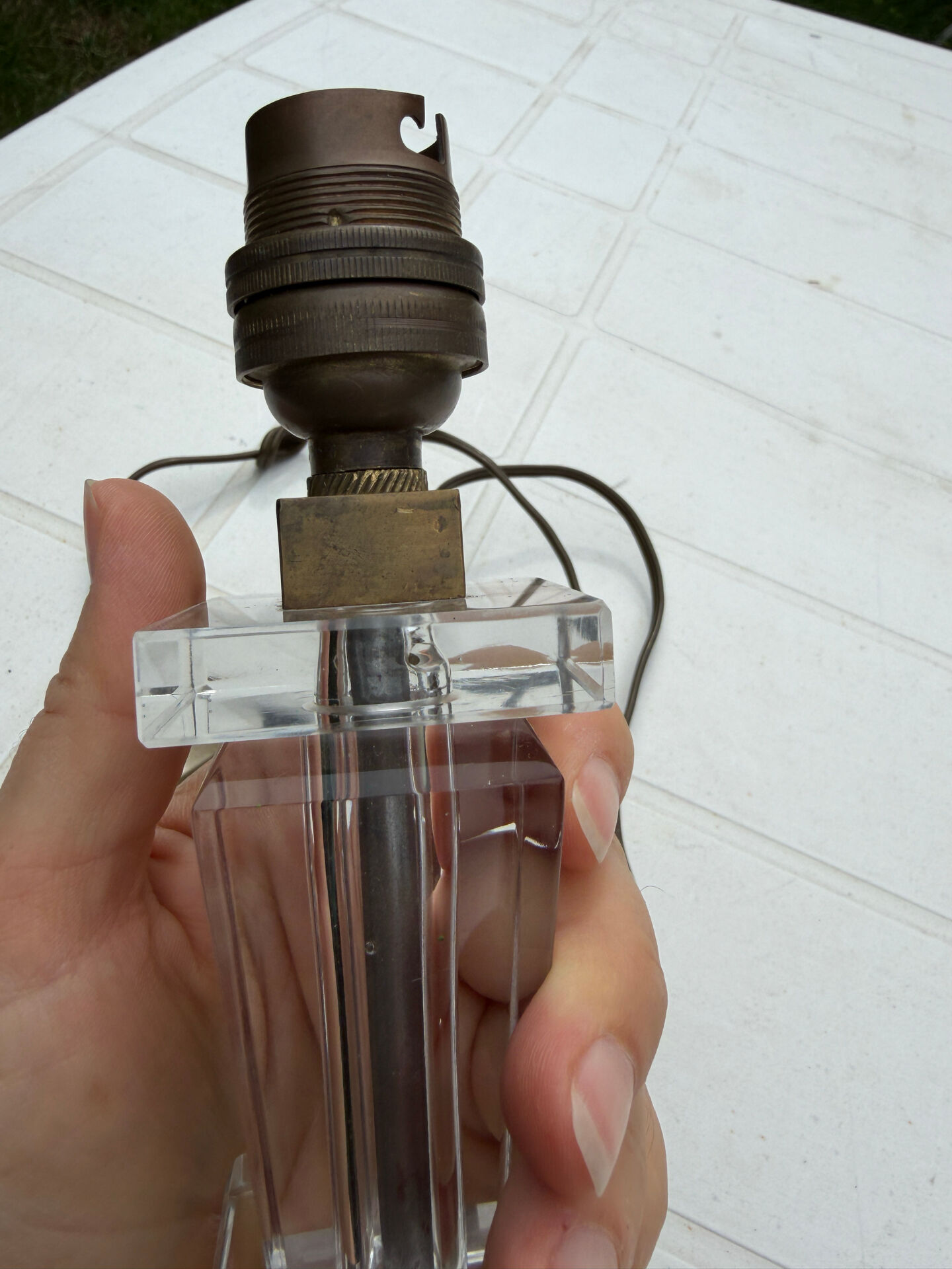 Art Deco crystal lamp base 1930 bronze