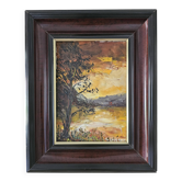 Tableau Huile sur Toile Paysage Un soir étang d'éclose Signé Gilles Laverne