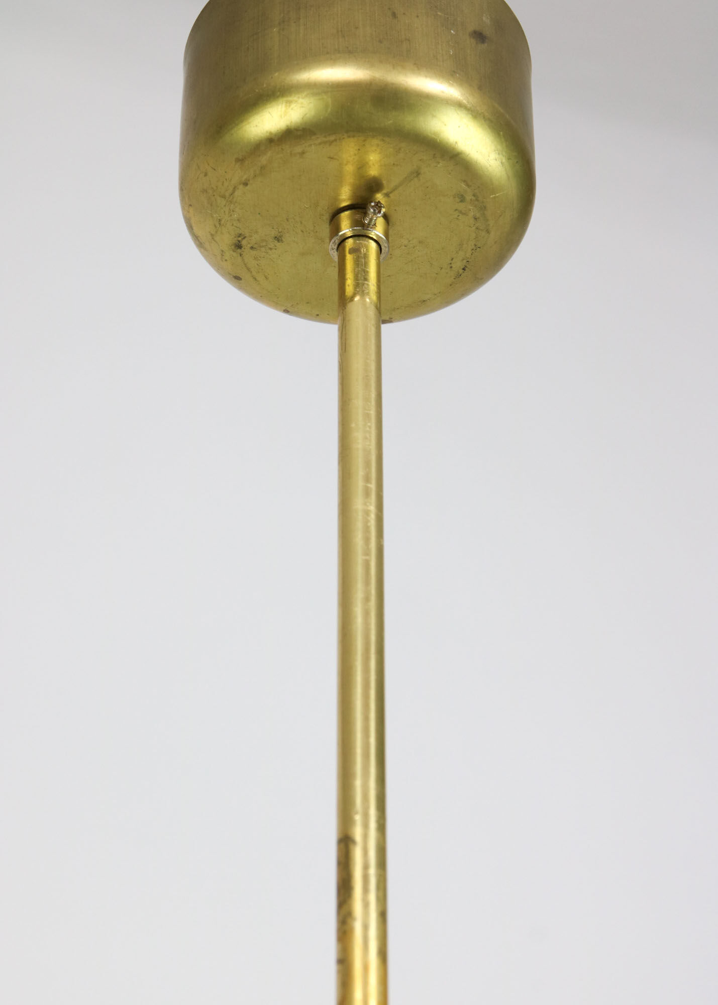 Green italian mid-century glass & brass ceiling lamp