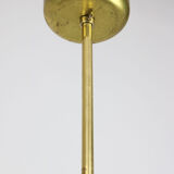 Green italian mid-century glass & brass ceiling lamp