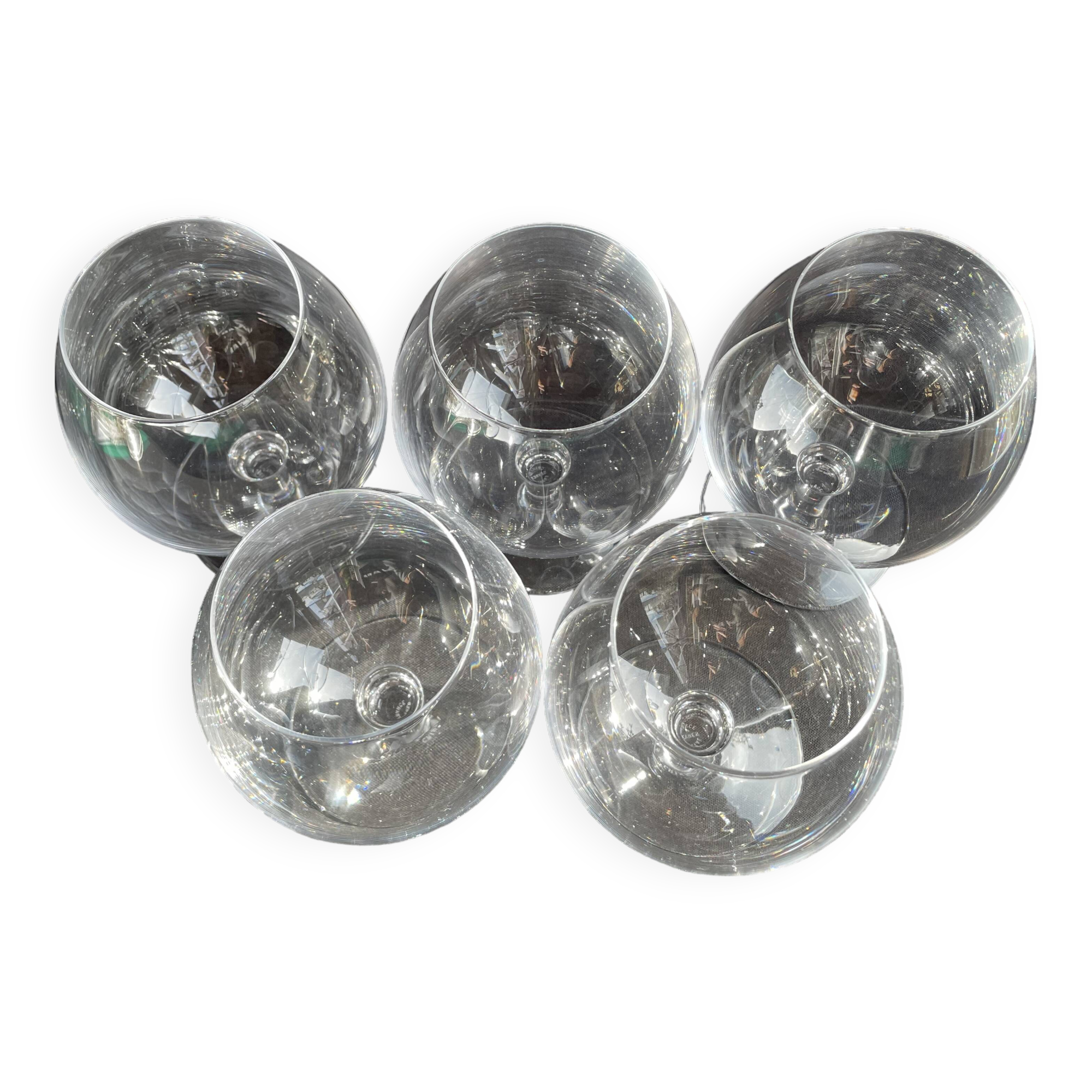 5 Large Sèvres cognac glasses