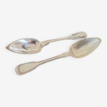 Series of 2 tablespoons - Solid silver