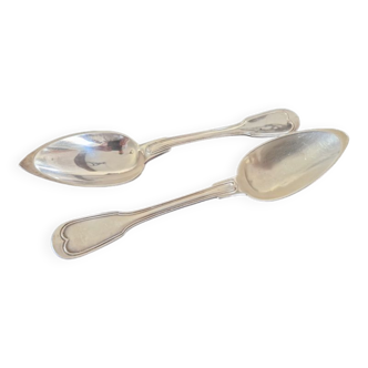 Series of 2 tablespoons - Solid silver