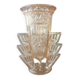 Art deco vase in orange iridescent glass