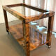 Bar cart desserte goat skin vellum