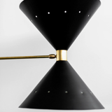 Suspension with 8 brass lights and Black lampshade