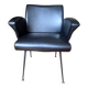 Vintage armchair in faux leather and black steel, 1950s.