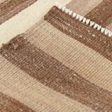 Dark Brown & Beige Striped Pattern Turkish Kilim Rug, 311x394Cm