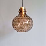 Pair of honeycomb smoked glass pendants, Glasshütte Limburg, 1970