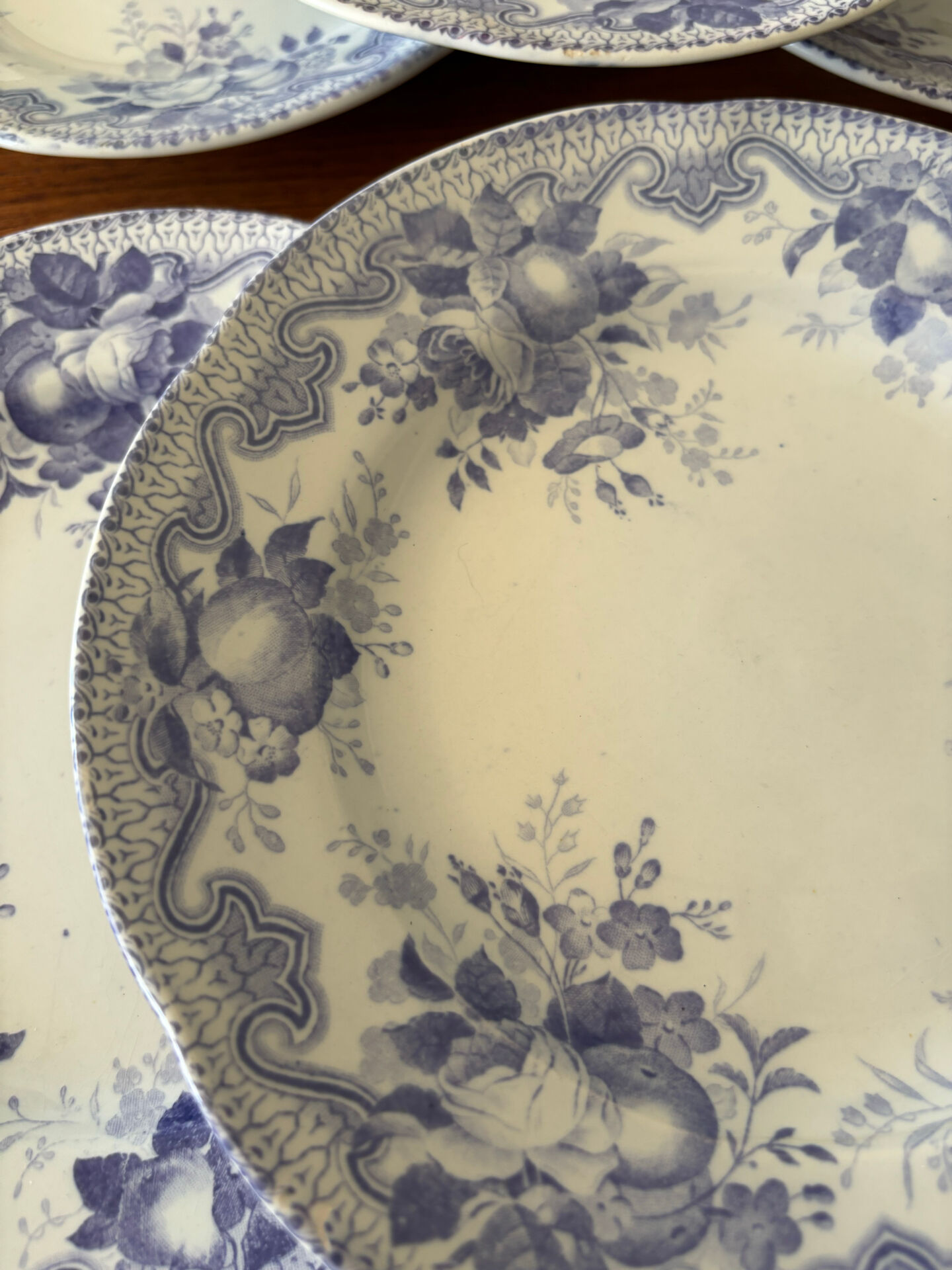 Set of 6 dessert plates Creil & Montereau Bouquets • Antique earthenware