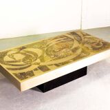 Bernhard Rohne Brutalist Etched & Oxidized Rectangle Coffee Table, 1960s