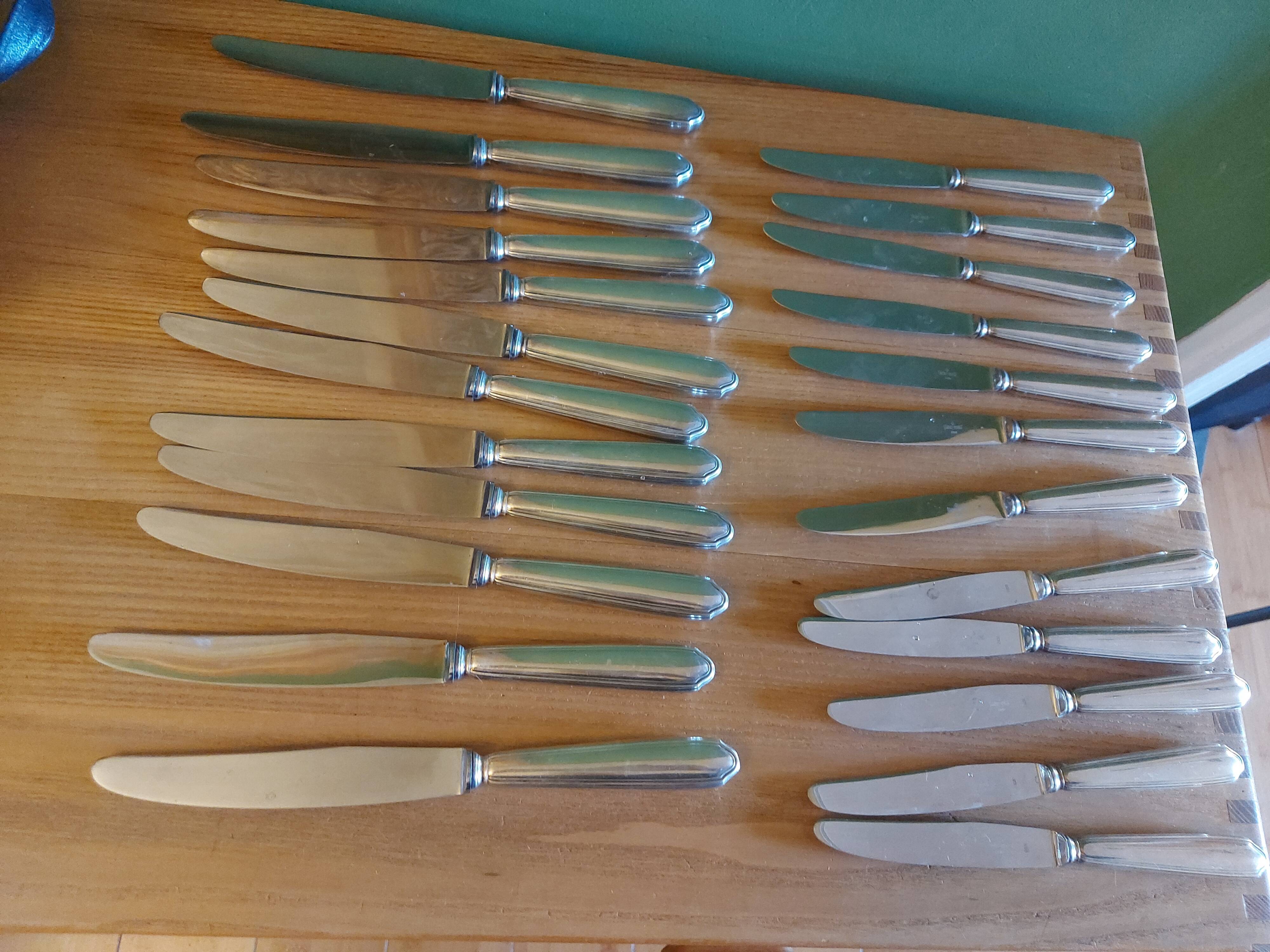 Box 24 silver metal knives, Ravinet Denfert