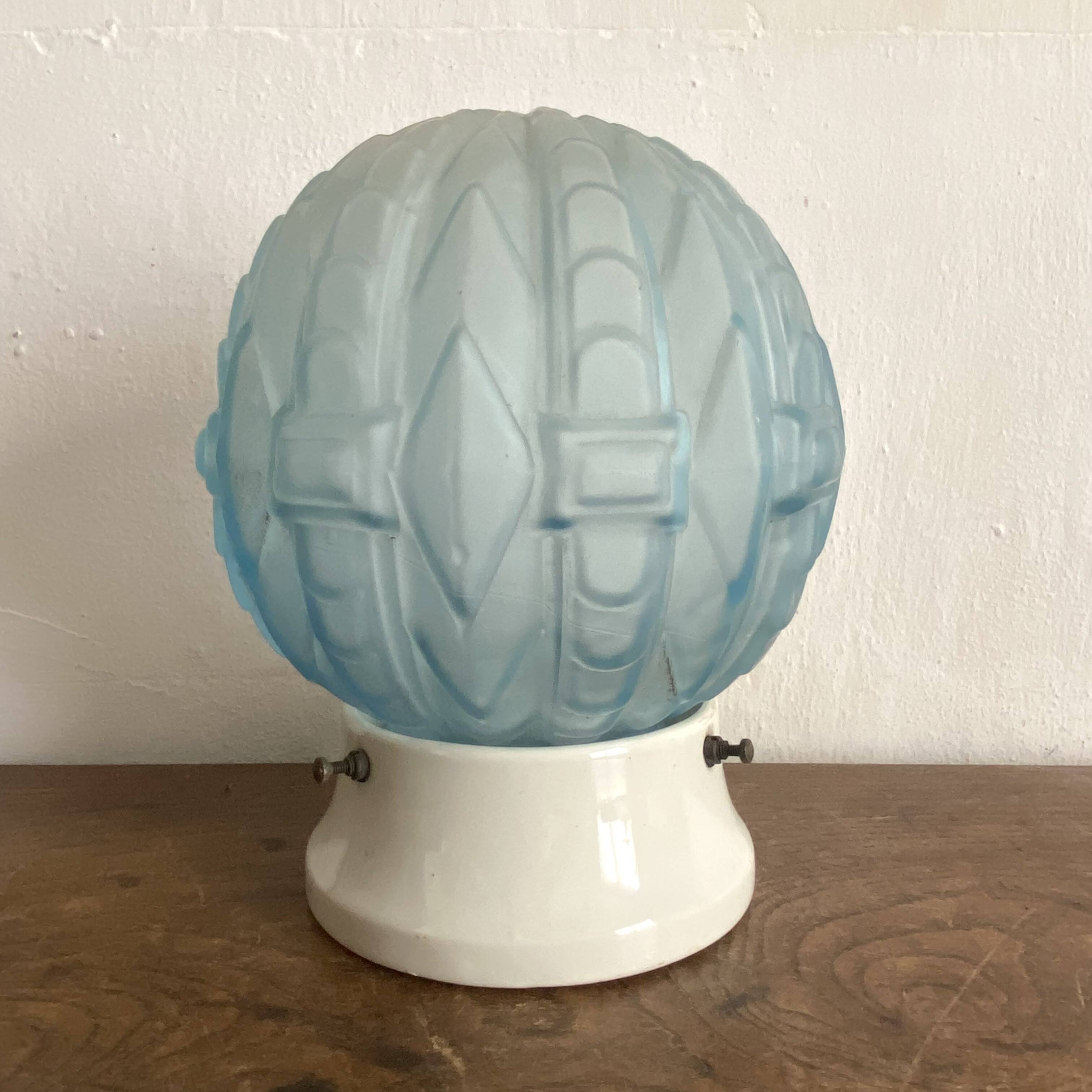 Art Deco glass and porcelain ball ceiling light