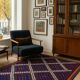 Tapis Kilim Turkman, tissage plat géométrique bordeaux et bleu marine, 314 × 174 cm