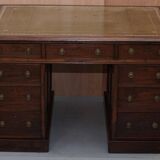 George III double-sided partner's desk in walnut circa 1780 with original handles.