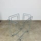 Chrome metal magazine rack from the 80s in the style of Willy Glaeser for TMP.