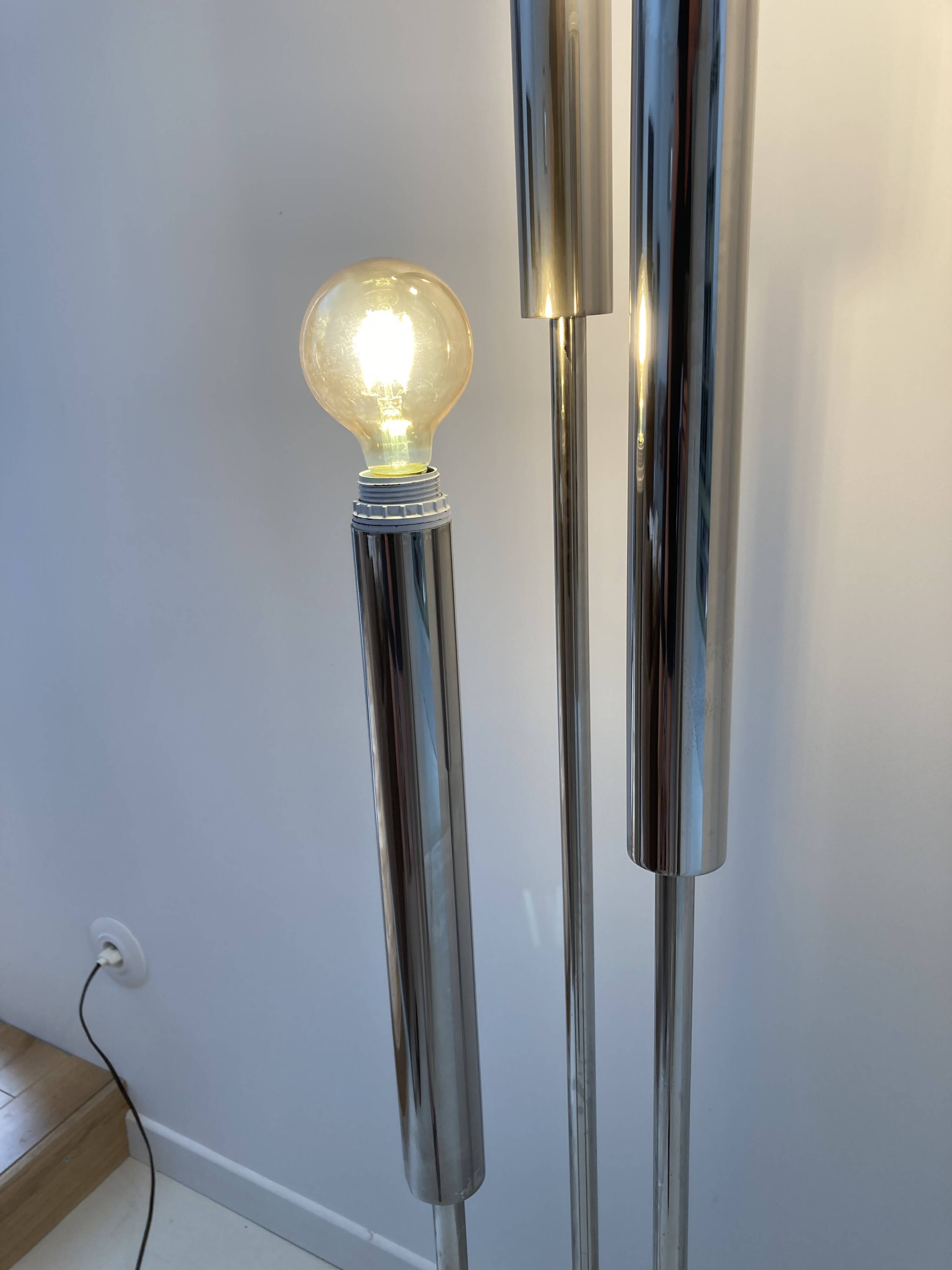 Lampadaire vintage metal chromé
