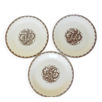 3 flat plates from Sarreguemines model Argonne 210734