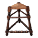 Wood and straw tripod stool