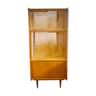 Double display case mounted at an angle with doors from the Capelle 60' house in Montauban