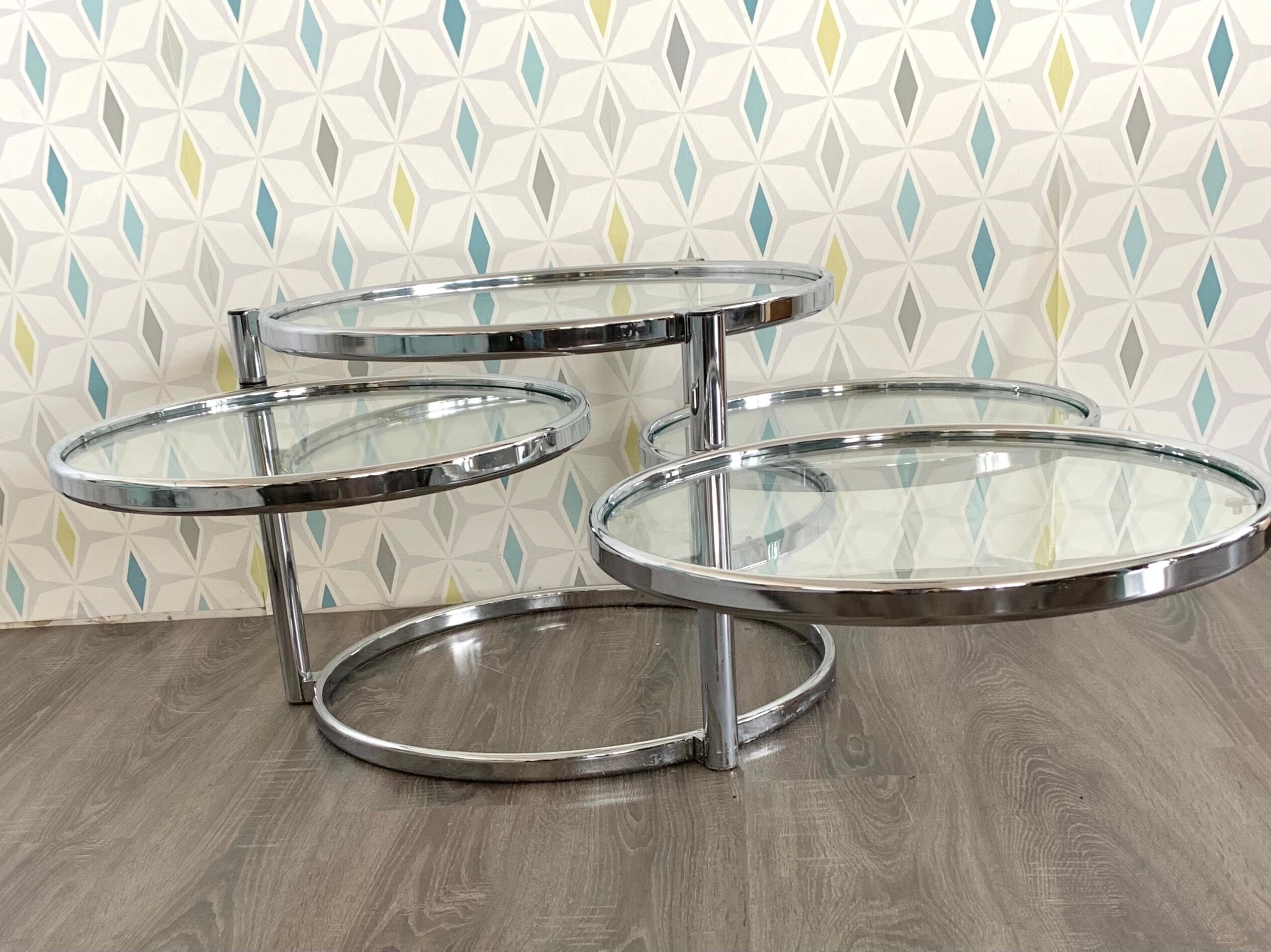 Coffee table vintage glass and chrome