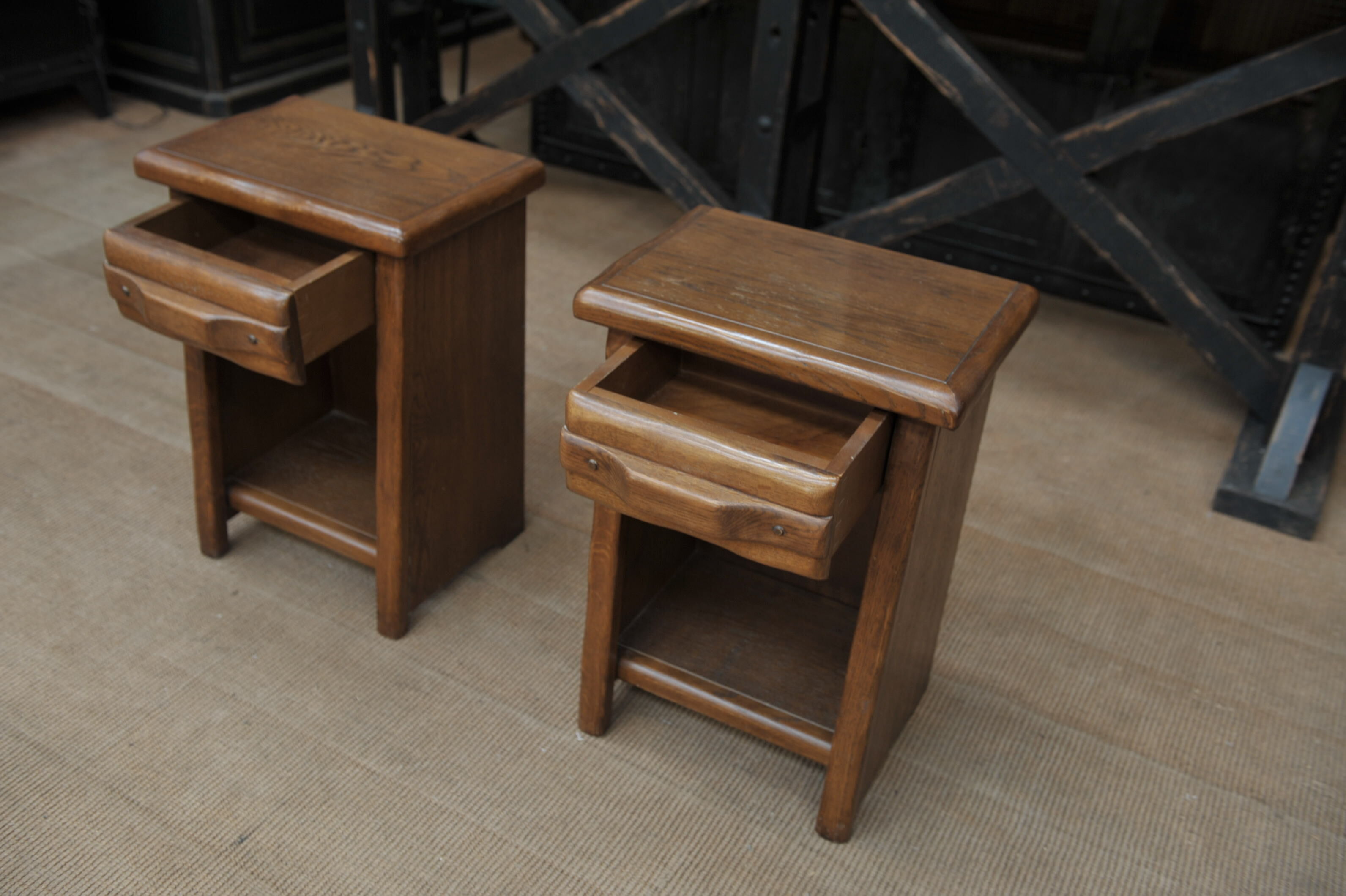 Pair of oak bedsides 1970