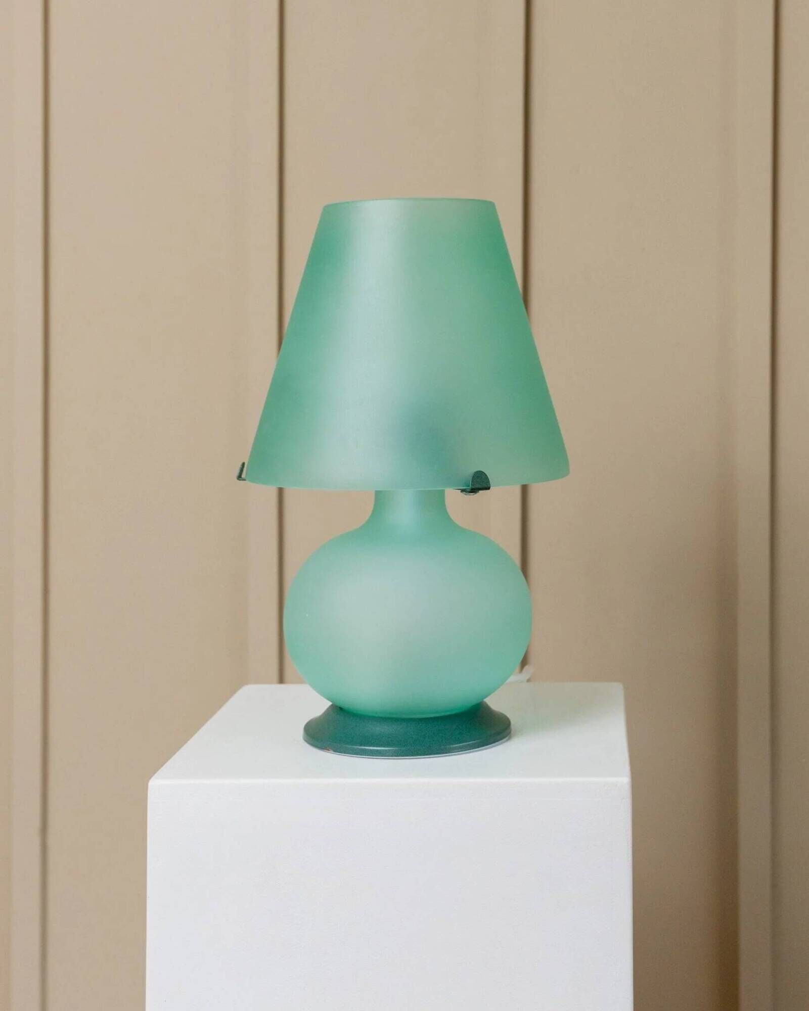 Mint Murano Glass Mushroom Table Lamp from Italy, 1980s Mid-Century with Metal Base