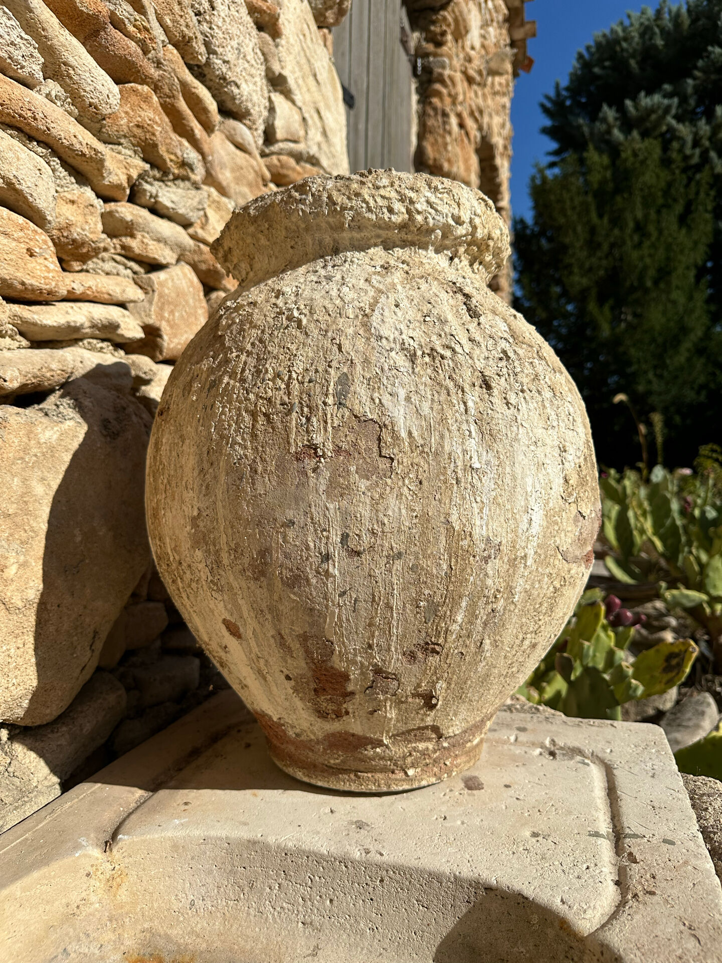 Ancient terracotta pottery jar from the 19th century.
