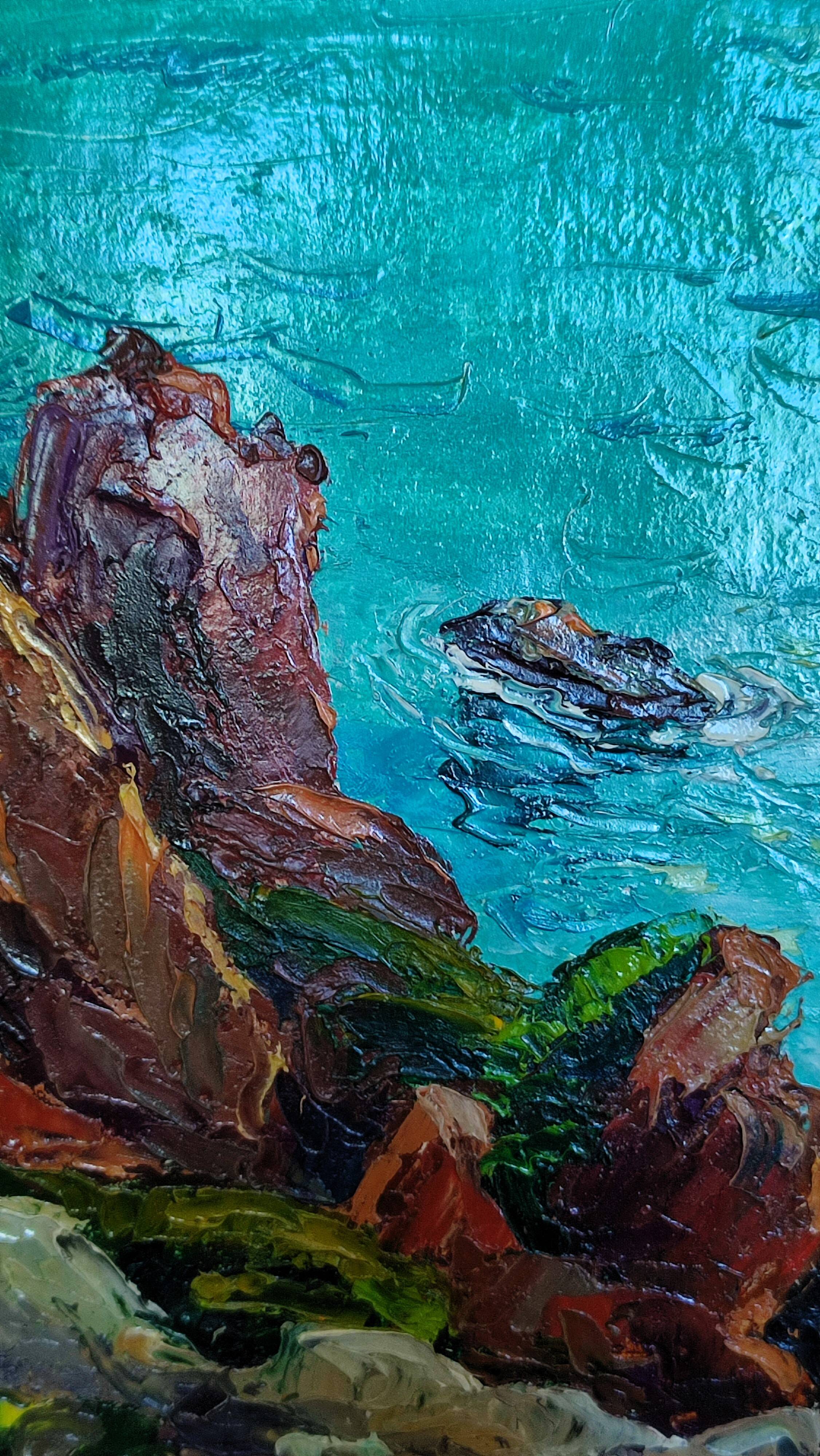 Sea with rocks by raoul jehan berjonneau (1911-1988)