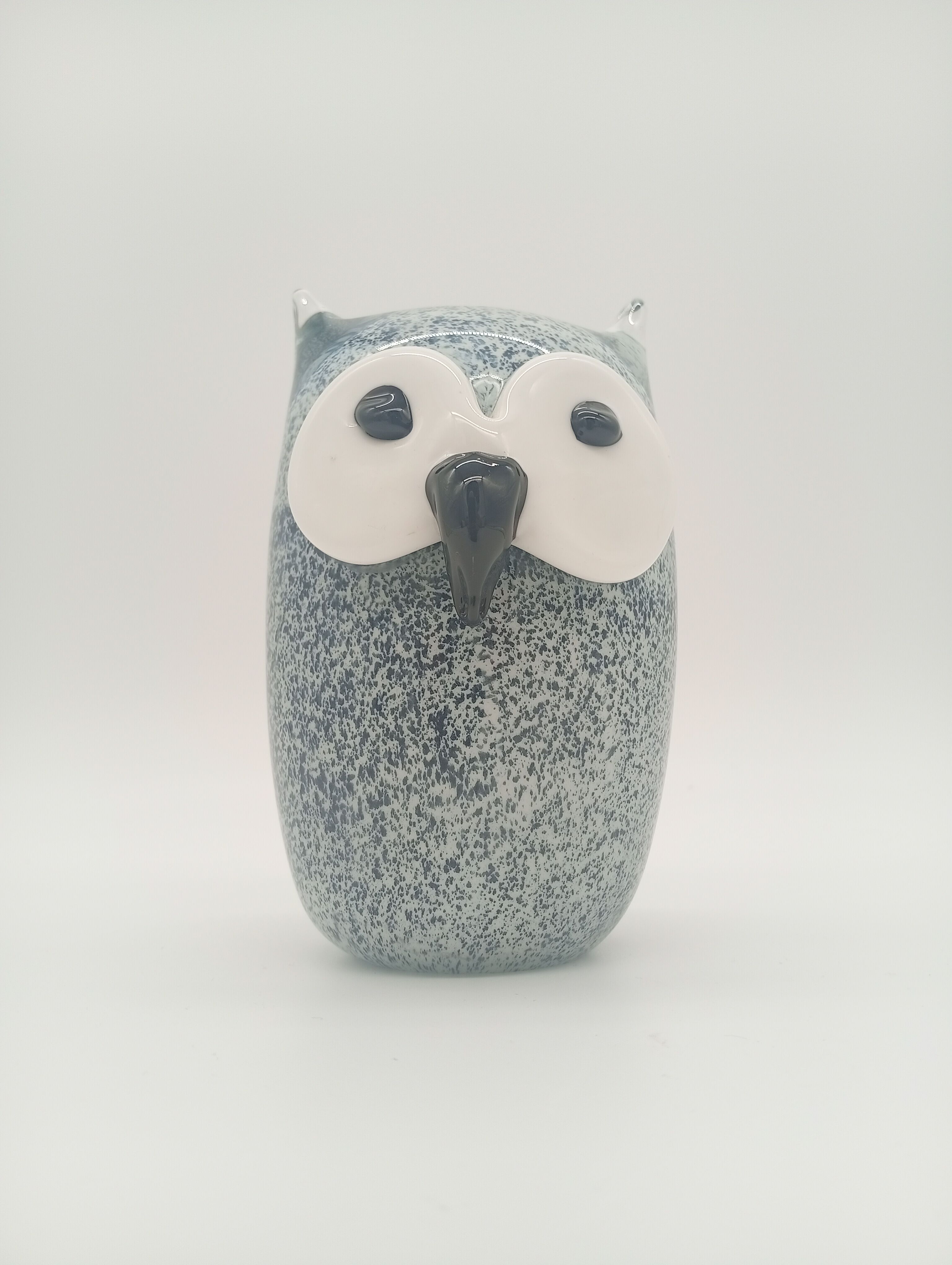 Vintage Scandinavian Glass Owl Statuette Denmark Sulphur 70s 80s