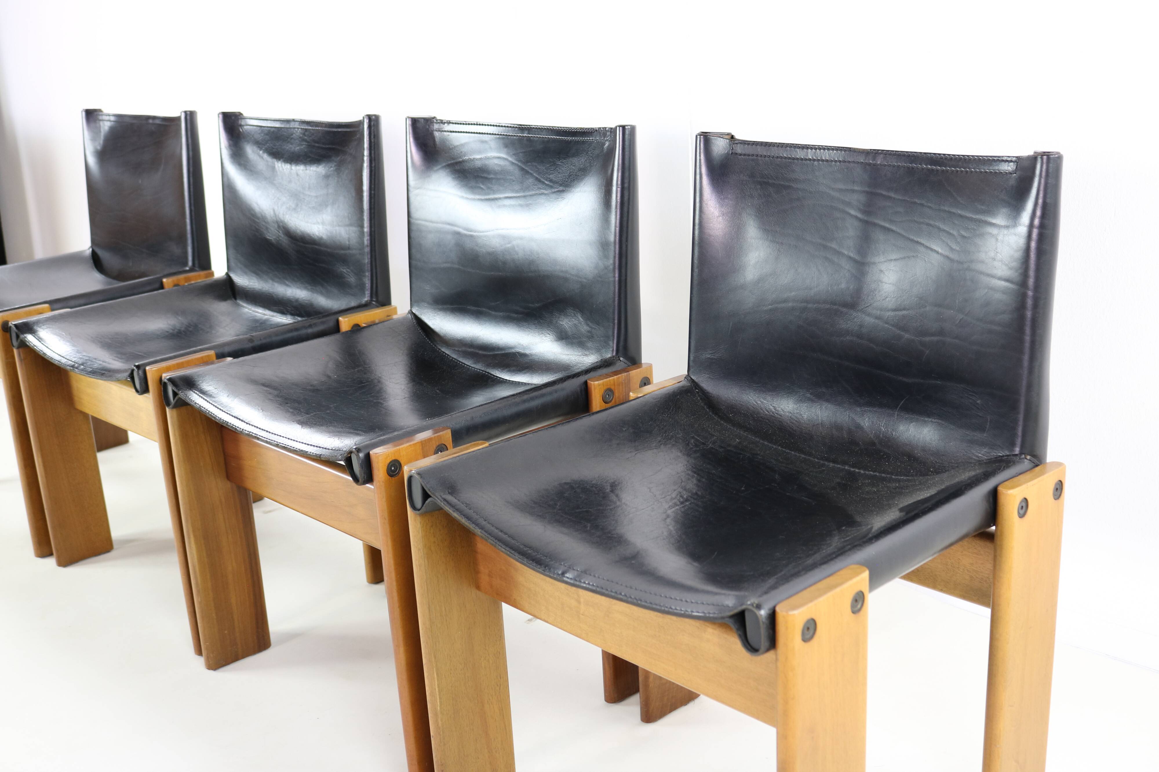 Set of four Italian design dining chairs by Afra & Tobia Scarpa for Molteni