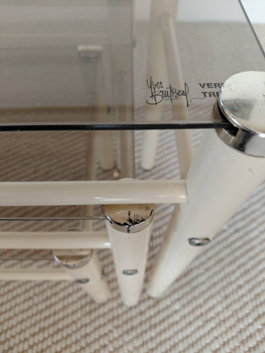 Beige Metal Nesting Tables Yves Boutboul 1970s