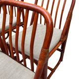 4 bamboo and fabric chairs