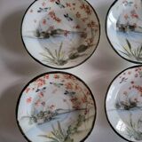 Series of 10 Fine Porcelain Cups and Saucers with Japanese Decor