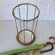 Vintage umbrella stand mid-century brass metal stick holder from 1960s