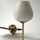 2 double wall lights in brass and white opaline glass, Arlus design 1950