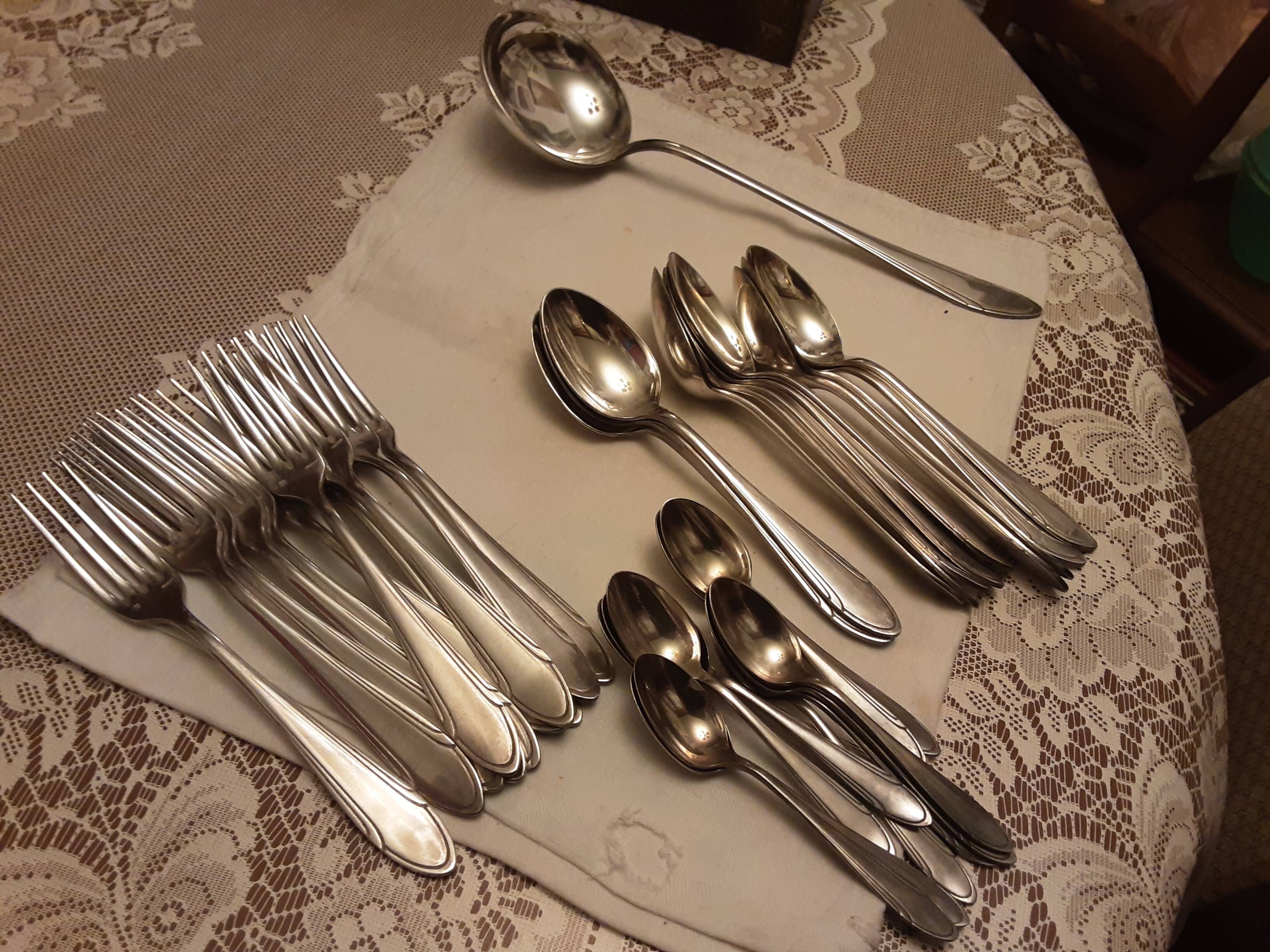 Silver metal cutlery ercuis art deco