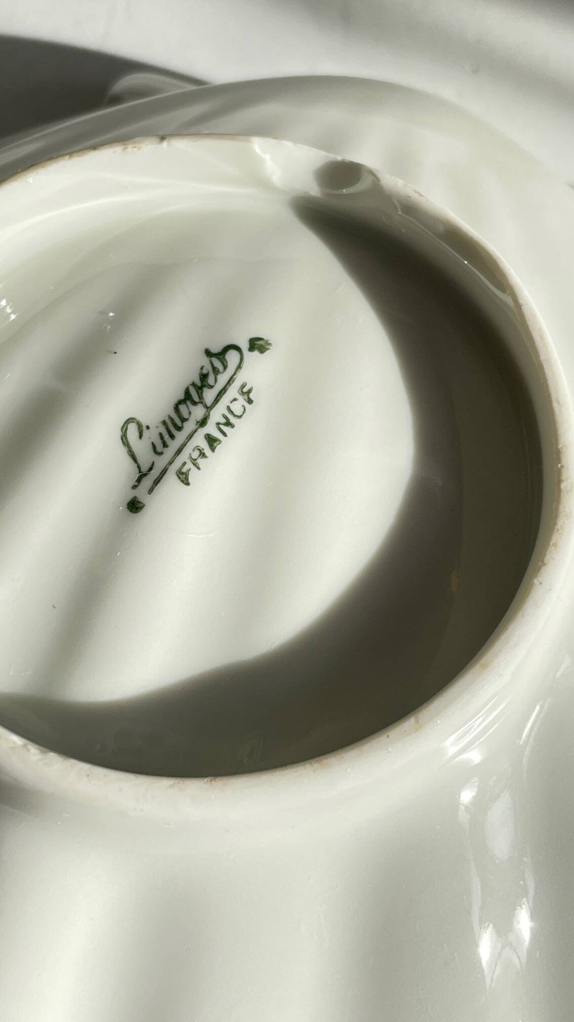 Shell-shaped ashtray and pocket tray Limoges France